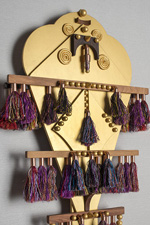 kite memories, 2012-2013, 52 x 28 x 6 1/2, mdf board, maple, cherry, oak, mahogany, wenge, lacewood, birch, copper, brass, ceramic, glass, cotton fiber, mulberry fiber, cotton thread, metallic floss, acrylic