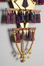 kite memories, 2012-2013, 52 x 28 x 6 1/2, mdf board, maple, cherry, oak, mahogany, wenge, lacewood, birch, copper, brass, ceramic, glass, cotton fiber, mulberry fiber, cotton thread, metallic floss, acrylic