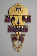 kite memories, 2012-2013, 52 x 28 x 6 1/2, mdf board, maple, cherry, oak, mahogany, wenge, lacewood, birch, copper, brass, ceramic, glass, cotton fiber, mulberry fiber, cotton thread, metallic floss, acrylic